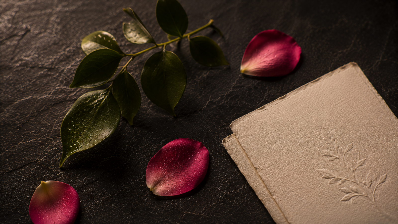 Skincare certification symbols and botanical ingredients on dark surface — REXODIA Ember vegan allergen-free gluten-free cleanser
